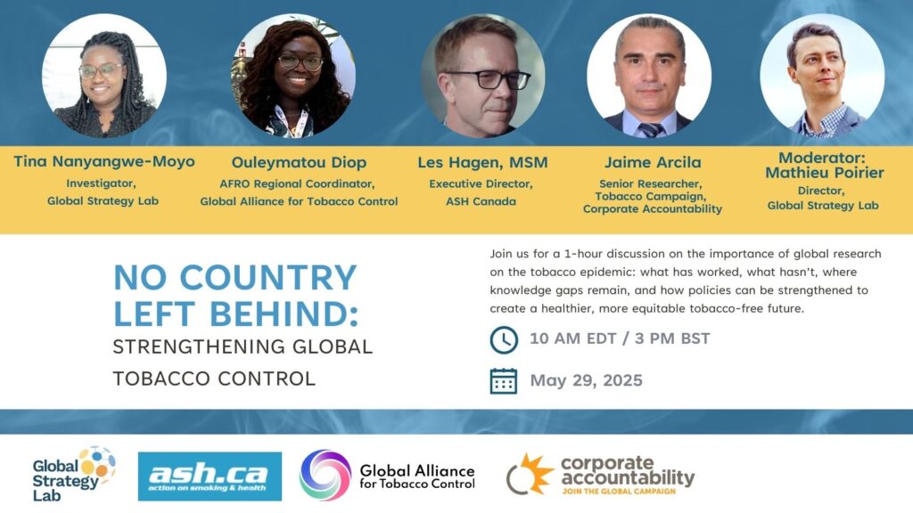 Webinar invite for event "No Country Left Behind: Strengthening Global Tobacco Control