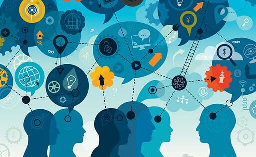 Illustration showing thought bubbles and connections