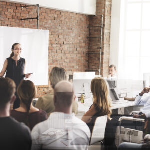 researcher presenting at seminar