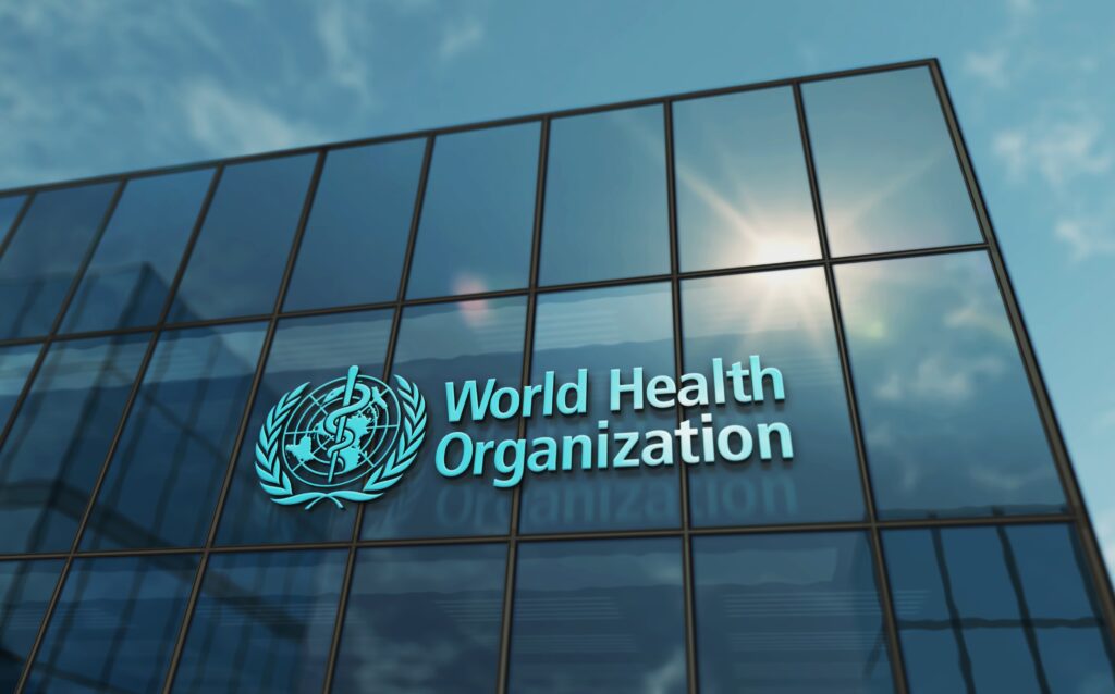 Geneva, Switzerland, June 15, 2023: WHO World Health Organization headquarters glass building concept.